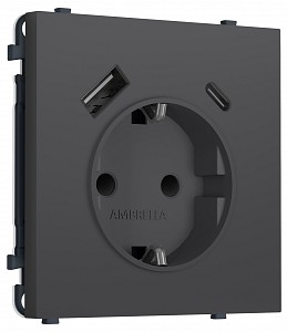 Розетка с заземлением и со шторкой и 2хUSB type A и C, без рамки MS MS910010