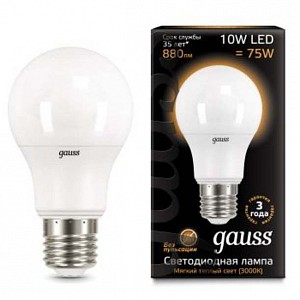 Лампа светодиодная [LED] Gauss E27 10W 3000K