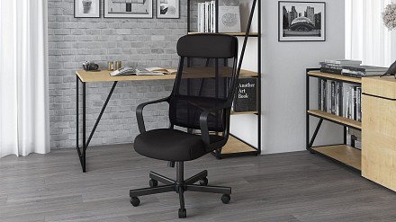 Кресло офисное 590, черный, текстиль, ткань-сетка