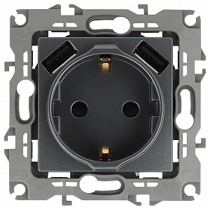 Розетка с заземлением и со шторкой и 2хUSB, без рамки Эра 12 12-4109-12 Розетка с заземлением и со шторкой и 2хUSB, без рамки Эра 12 12-4109-12