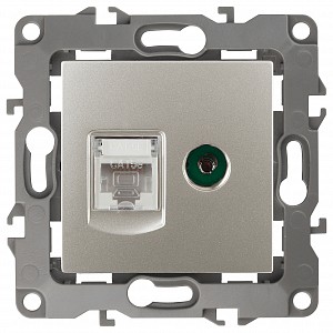 ТВ-розетка и розетка Ethernet RJ-45 без рамки Эра 12 12-3110-15