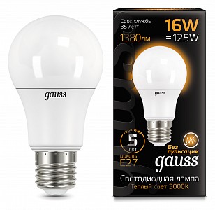 Лампа светодиодная [LED] Gauss E27 16W 3000K